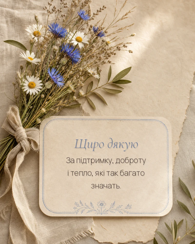 Приклад листівки: Подяка