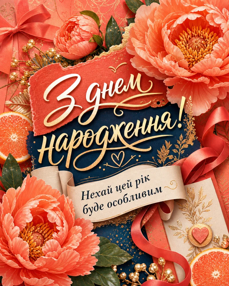 Яскрава святкова листівка до дня народження